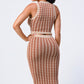 Luxe Gingham Rib Knit Top And Skirt Sets