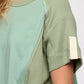 Ribbed And Solid Mixed Raw Edge Top