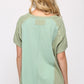 Ribbed And Solid Mixed Raw Edge Top