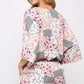 Patchwork Printed Surplice Romper With Waist Tassel Tie And Bottom Lining