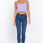 Round Neck W/removable Bra Cup Cotton Spandex Bra Top