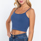 Round Neck W/removable Bra Cup Cotton Spandex Bra Top