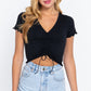 Ruched Lettuce Edge Seamless Rib Top