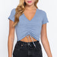 Ruched Lettuce Edge Seamless Rib Top