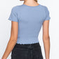 Ruched Lettuce Edge Seamless Rib Top
