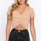 Ruched Lettuce Edge Seamless Rib Top