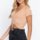 Ruched Lettuce Edge Seamless Rib Top