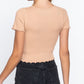 Ruched Lettuce Edge Seamless Rib Top