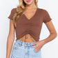 Ruched Lettuce Edge Seamless Rib Top
