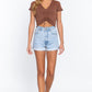 Ruched Lettuce Edge Seamless Rib Top