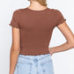Ruched Lettuce Edge Seamless Rib Top