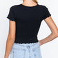 Ruched Lettuce Edge Seamless Rib Top