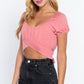 Short Slv Back Tie Crop Knit Top
