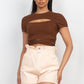 Self-tie Ribbon Front Cutout Crop Top
