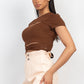 Self-tie Ribbon Front Cutout Crop Top