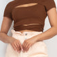 Self-tie Ribbon Front Cutout Crop Top