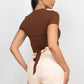 Self-tie Ribbon Front Cutout Crop Top