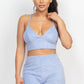 Terry Towel Bralette Top & Mini Shorts Set