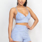 Terry Towel Bralette Top & Mini Shorts Set