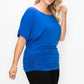 Short Sleeve Top Featuring A Round Neck And Ruched Sides