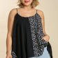 Linen Blend Mixed Animal Print Adjustable Spaghetti Strap Top