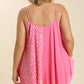 Linen Blend Mixed Animal Print Adjustable Spaghetti Strap Top