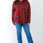 Plus Black & Red Plaid Collared Button Up Shirt Top