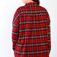 Plus Black & Red Plaid Collared Button Up Shirt Top