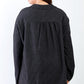 Plus Black Ribbed Collared Button Up Shirt Top