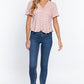 Ruffle Slv W/back Tie Print Woven Top