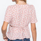 Ruffle Slv W/back Tie Print Woven Top