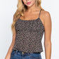 Ruched Open Back Print Cami Woven Top
