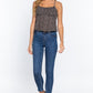 Ruched Open Back Print Cami Woven Top