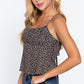 Ruched Open Back Print Cami Woven Top