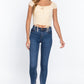 Short Sleeve Front Tie Ruched Detail Woven Top
