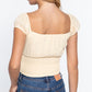 Short Sleeve Front Tie Ruched Detail Woven Top