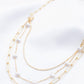 Pearl Beaded Oval Link Layered Necklace