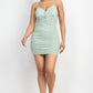 Shirred Bodycon Ruffled Trim Dress