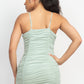 Shirred Bodycon Ruffled Trim Dress