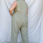 Plus Cotton Front Button Up Detail Sleeveless Jumpsuit