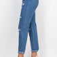 Rolled Hem Ripped Denim Jeans