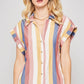 A Woven Shirt In Multicolor Striped With Collared Neckline