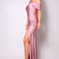 One Shoulder Draped Side Slit Maxi Dress