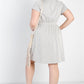 Plus Warm Grey Textured Button-up Short Sleeve Mini Dress