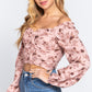 Hook & Eye Detail Floral Print Top