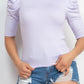 Round Neck Puff Ruched Sleeve Top