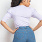 Round Neck Puff Ruched Sleeve Top