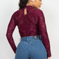 Embroidered Mock Neck Keyhole Bodysuit