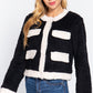 Long Sleeve Pocket Detail Faux Fur Jacket