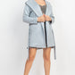 Suede Hooded Waist-tie Belt Jacket